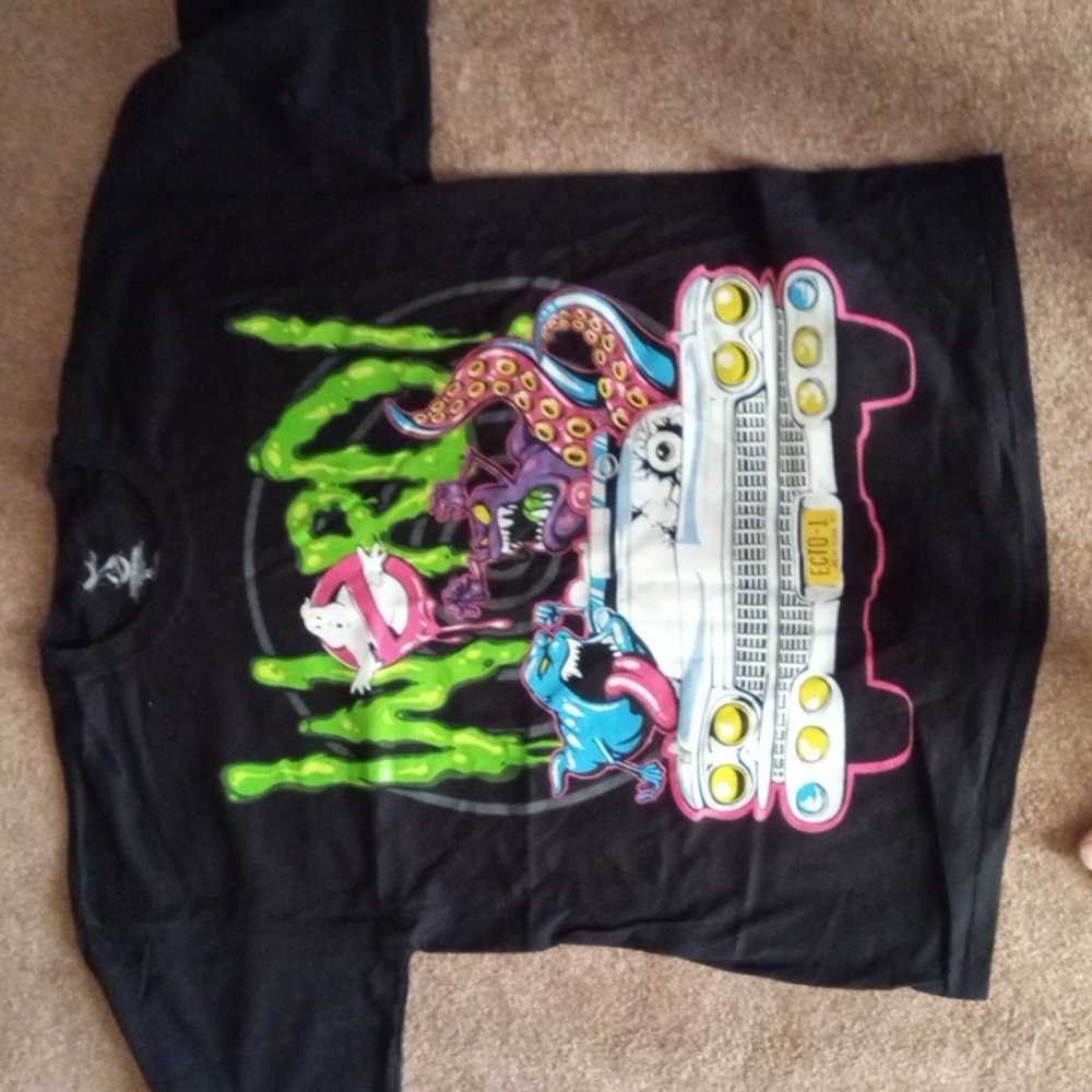 Word Ghostbusters shirt black extra large